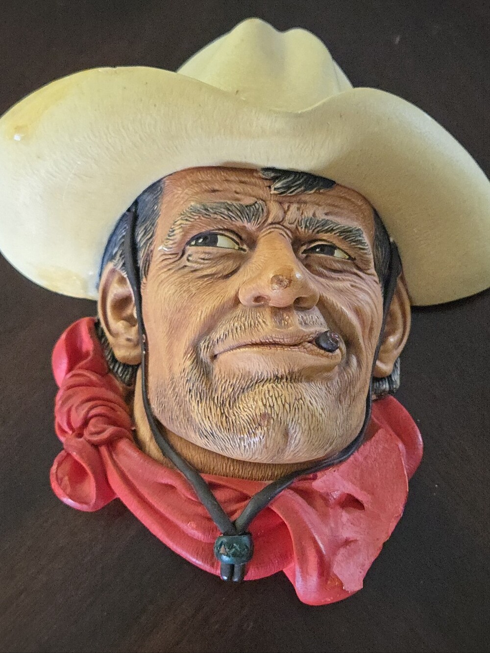 Vintage 1967 Bossons Chalkware Wall Mask Named "Rawhide" 5.5x6.5"